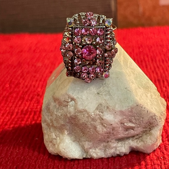 Vintage Art Deco Style Bubble Gum Pink Adjustable Ring - Picture 2 of 8